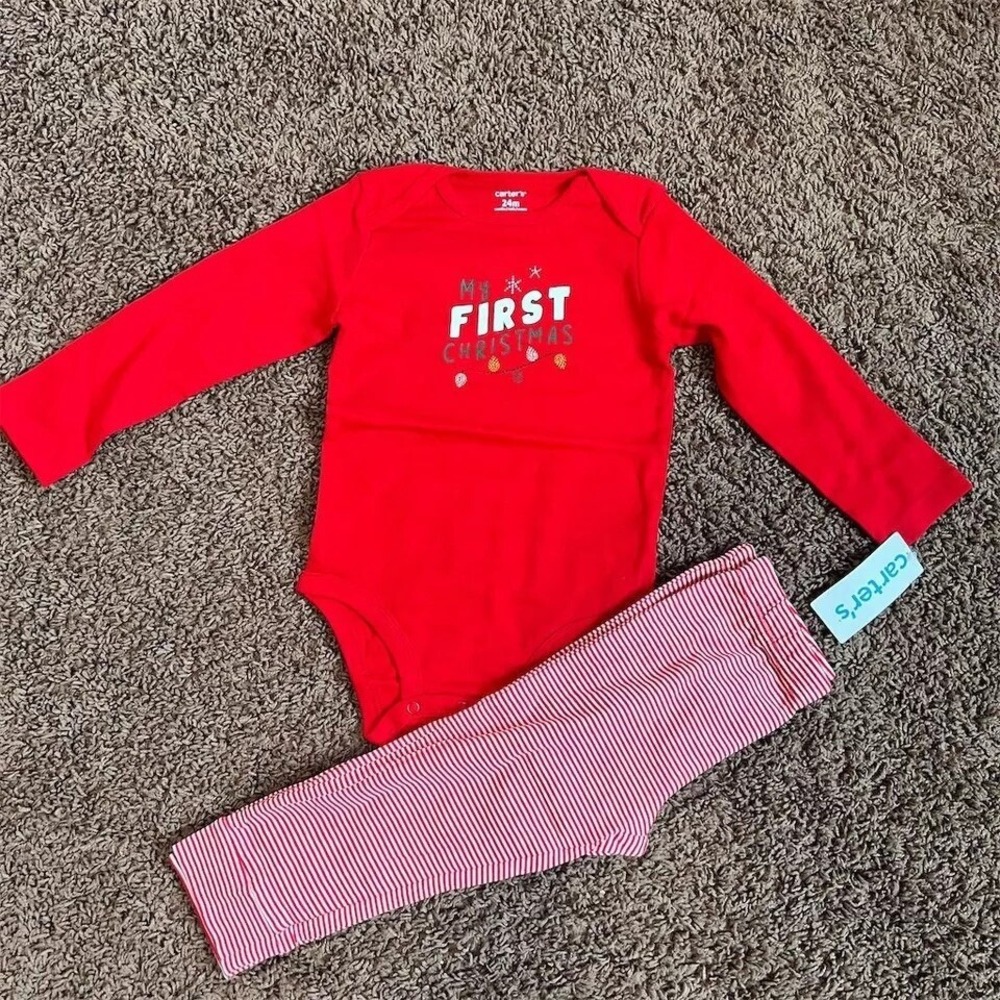 Carter's Unisex Red Pajama Set My First‎ Christmas Size 24 Months NWT